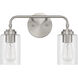 Stowe 2 Light 15 inch Brushed Polished Nickel Vanity Light Wall Light