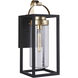 Neo 1 Light 17 inch Midnight / Satin Brass Outdoor Wall Lantern