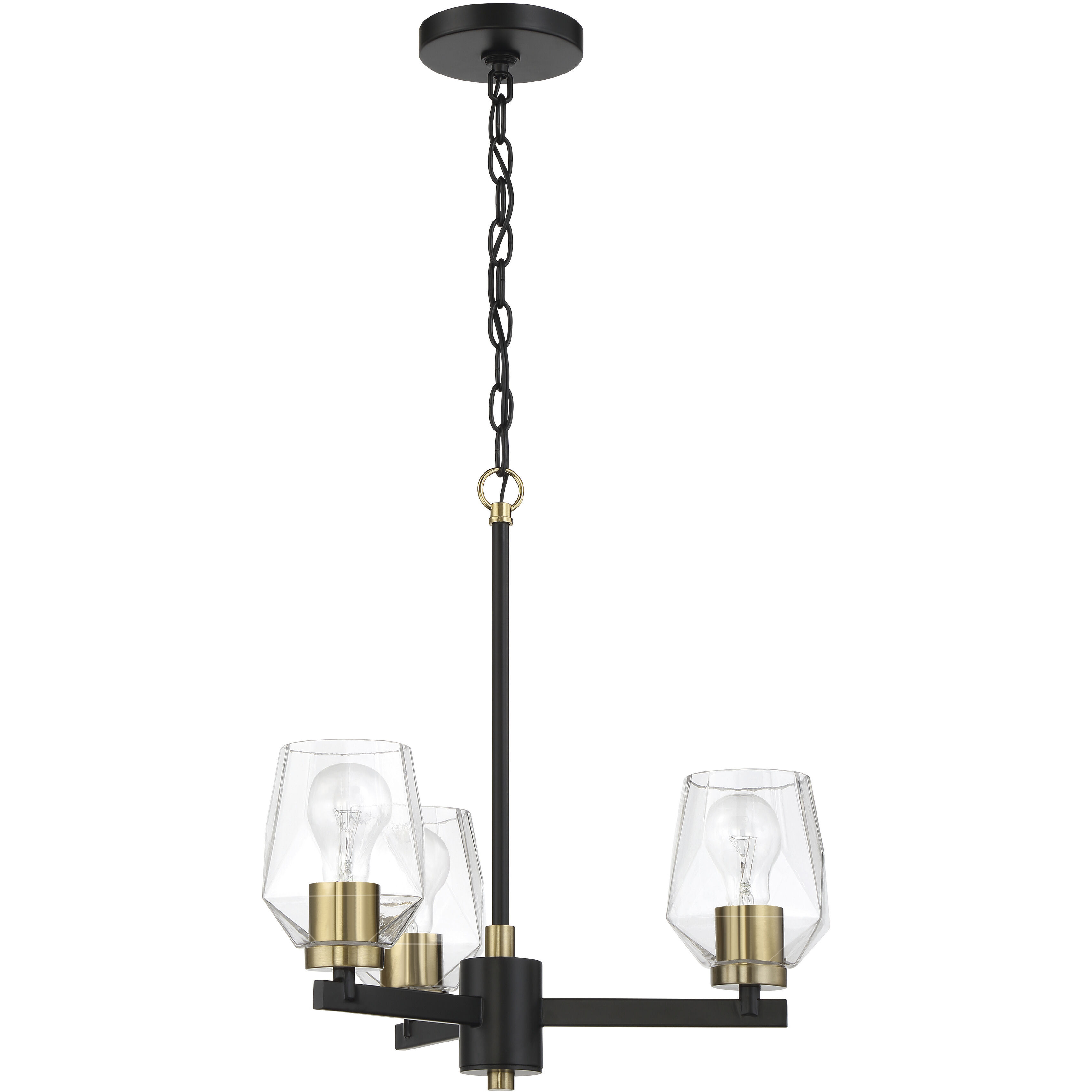 Avante Grand 3 Light 19 inch Flat Black and Satin Brass Chandelier Ceiling Light