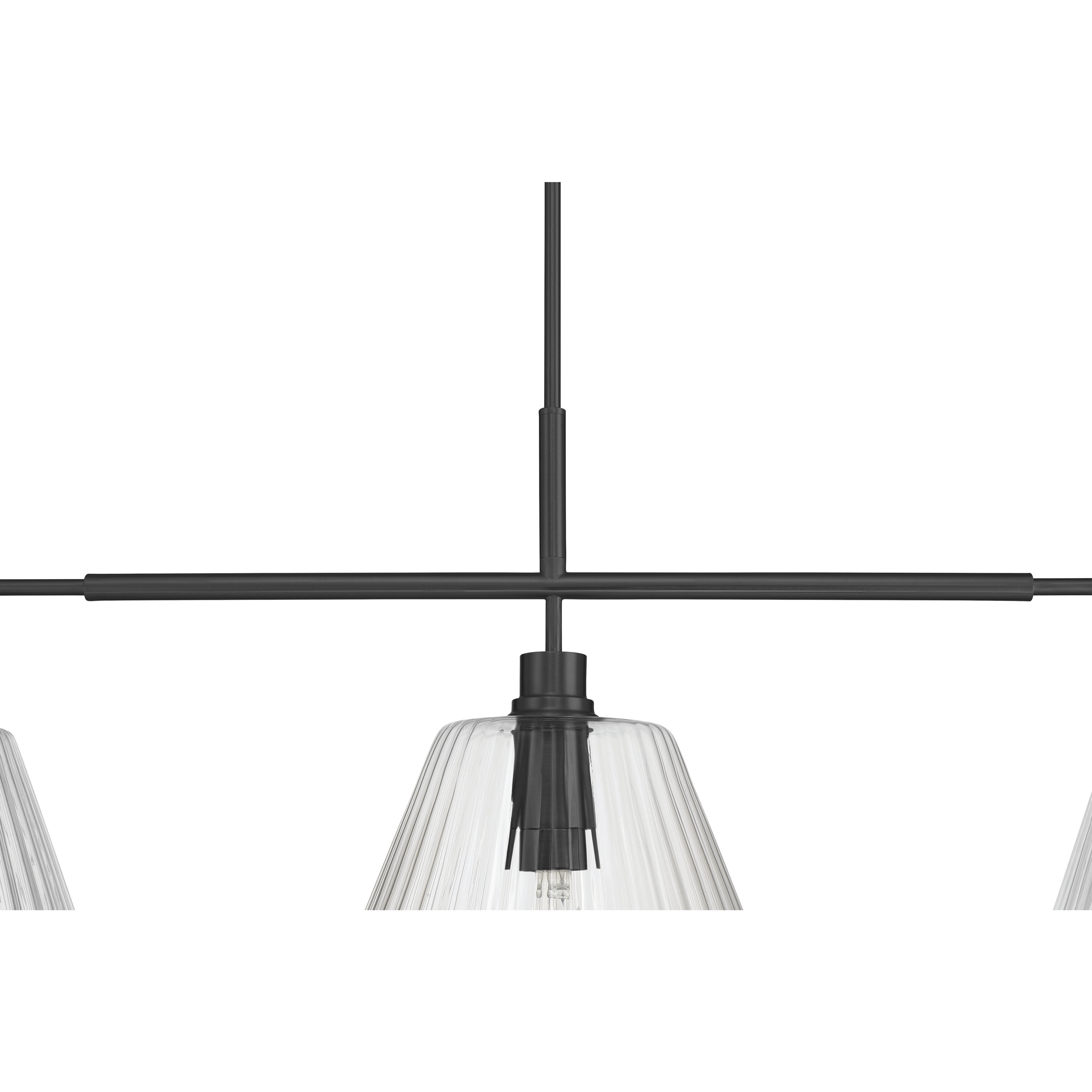 Pleated 3 Light 14 inch Flat Black Island Light Ceiling Light