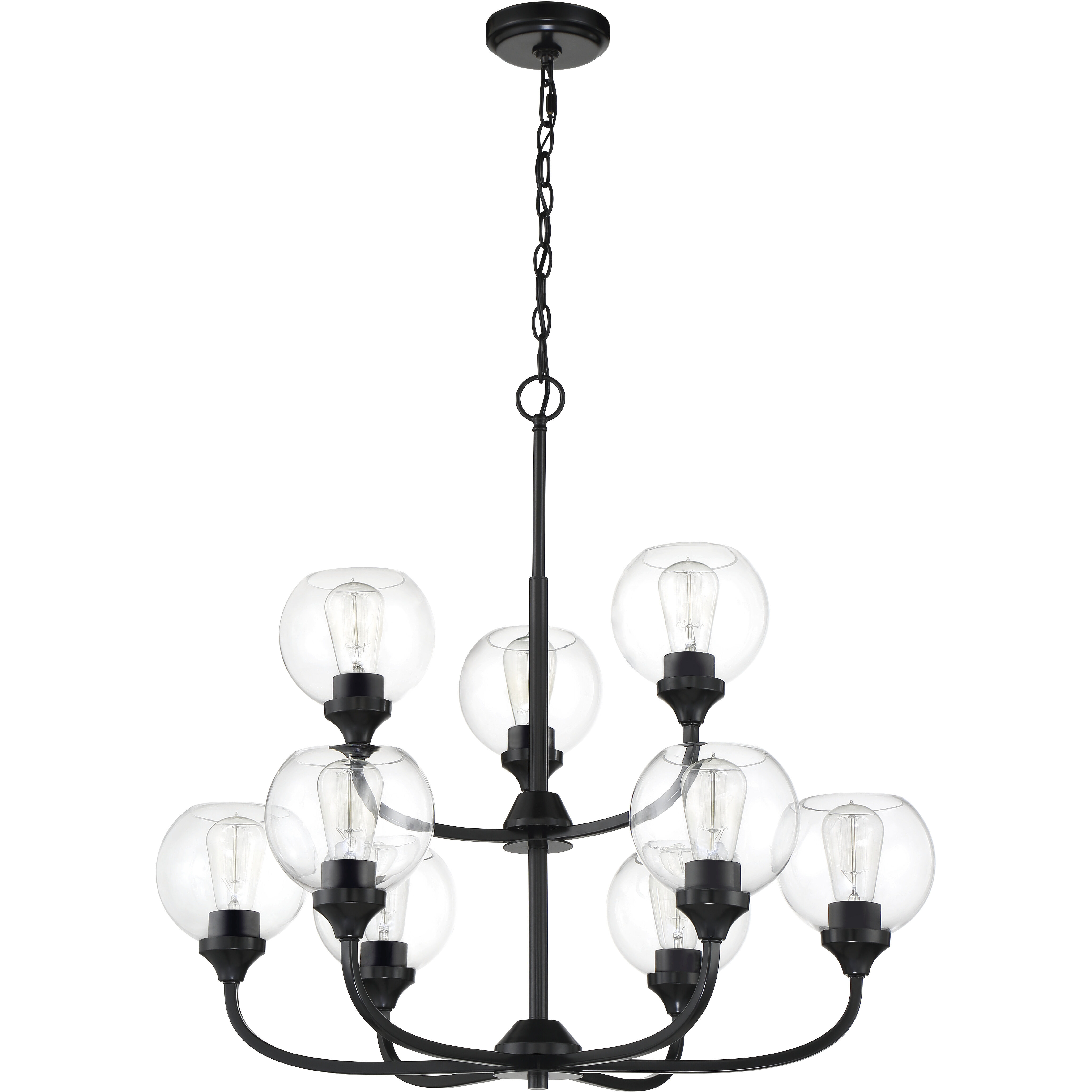 Glenda 9 Light 29.5 inch Flat Black Chandelier Ceiling Light