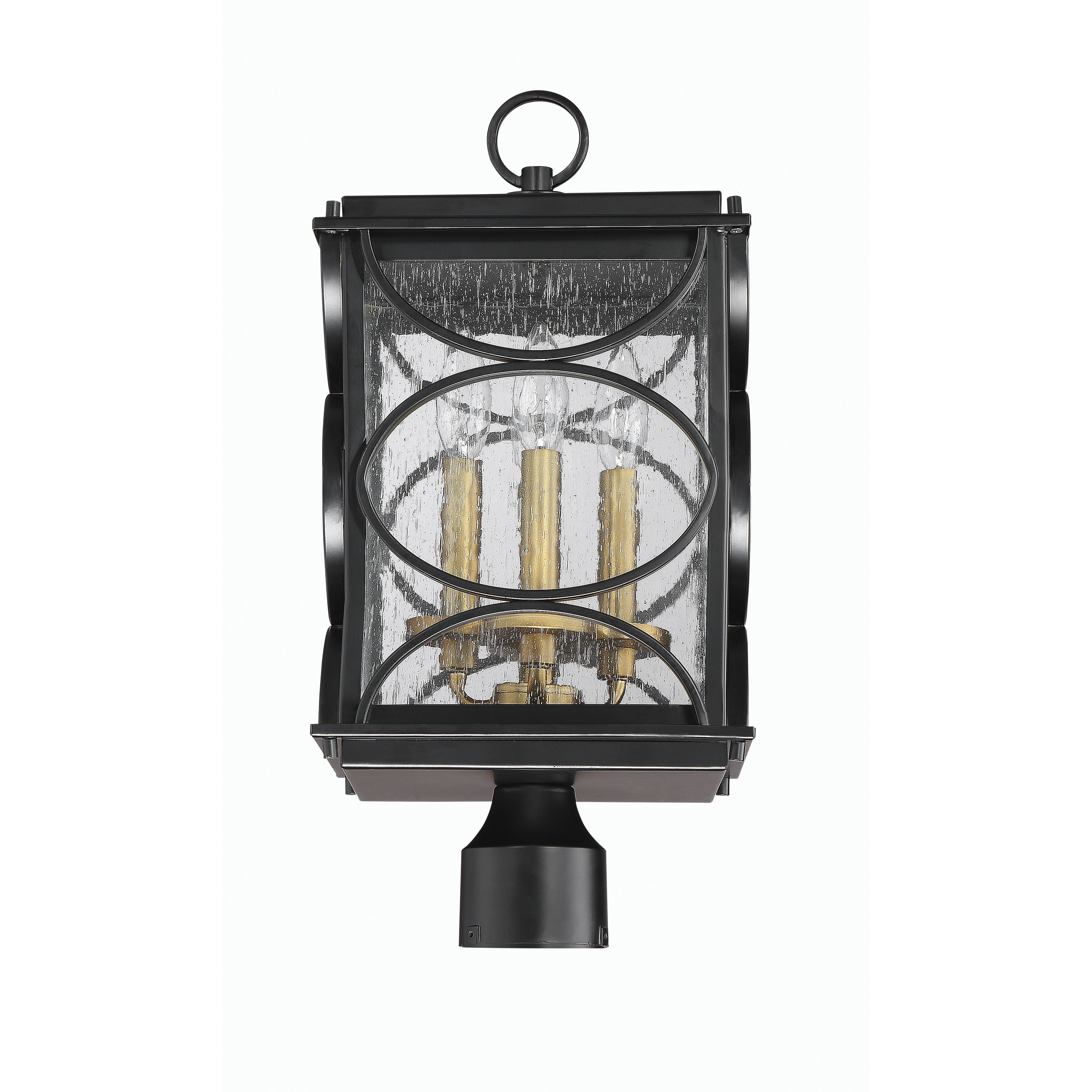 Hamilton 4 Light 19 inch Midnight/Patina Aged Brass Outdoor Post Mount