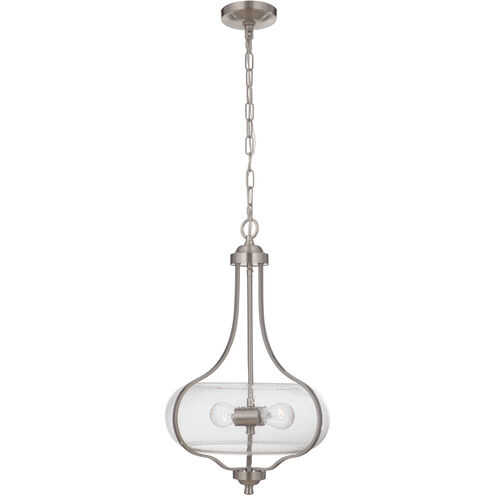 Neighborhood Serene 2 Light 15 inch Brushed Polished Nickel Pendant Ceiling Light in Clear Seeded, Neighborhood Collection