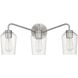 Shayna 3 Light 22 inch Brushed Polished Nickel Vanity Light Wall Light
