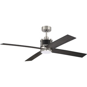 Gregory 56 inch Brushed Polished Nickel and Flat Black with Flat Black Blades Ceiling Fan