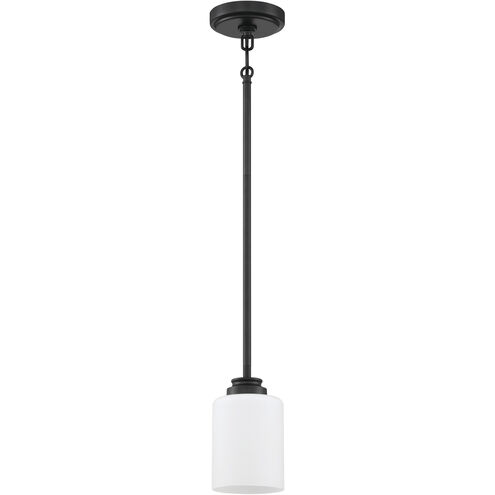 Neighborhood Bolden 1 Light 5 inch Flat Black Mini Pendant Ceiling Light in White Frost Glass, Neighborhood Collection