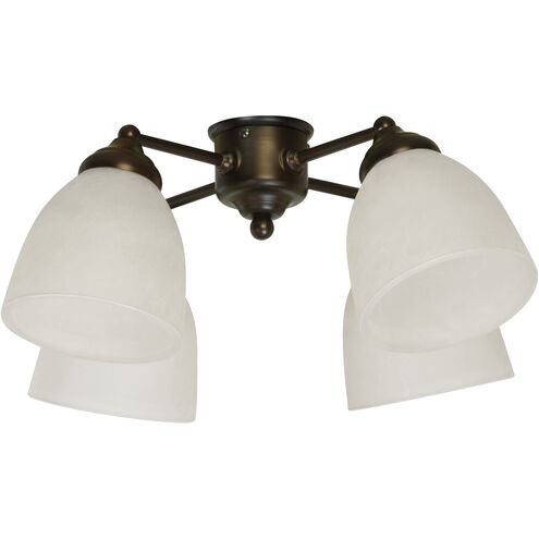 Universal LED Oiled Bronze Fan Light Kit in White Glass, Bell