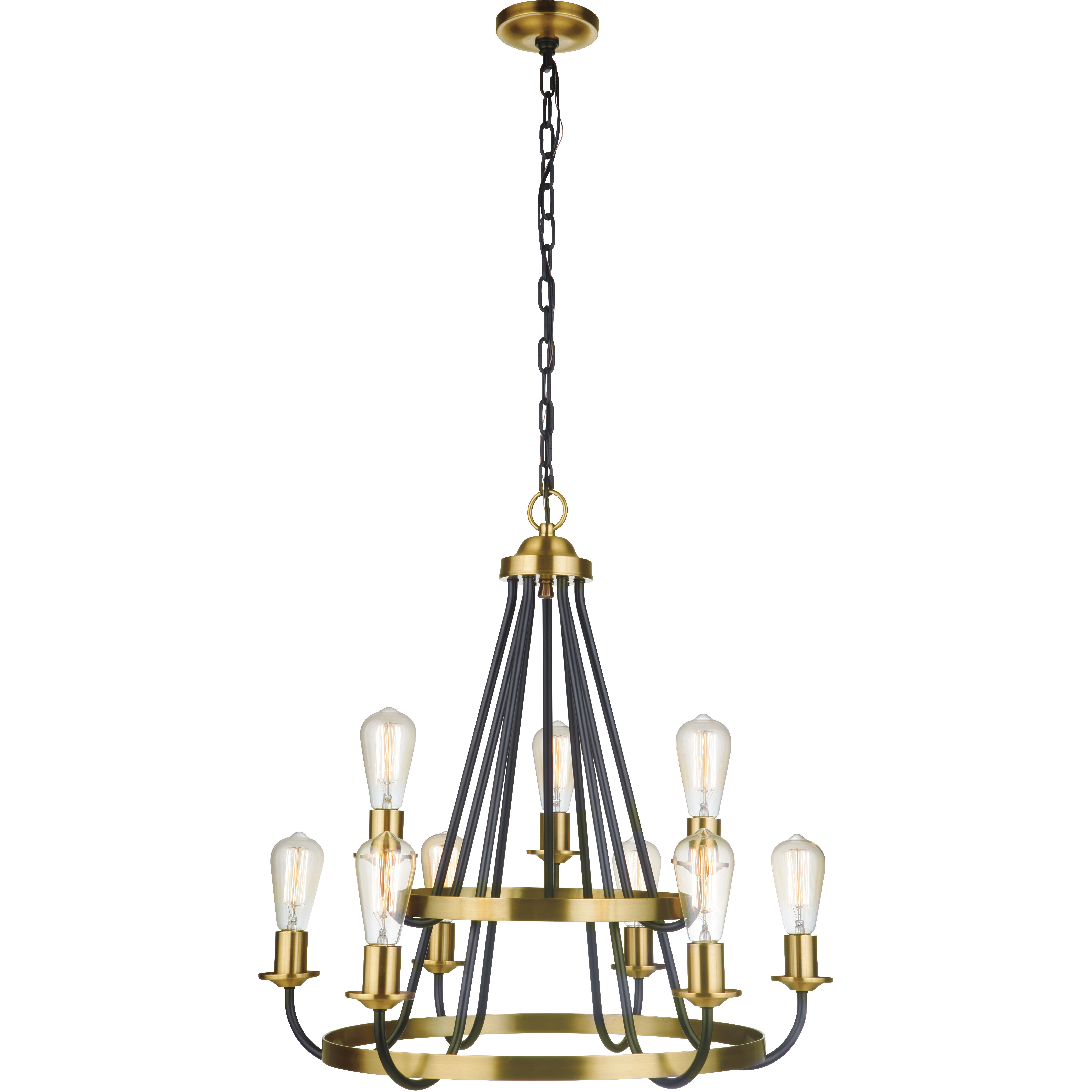 Neighborhood Randolph 9 Light 26 inch Flat Black/Satin Brass Chandelier Ceiling Light in Flat Black and Satin Brass, Neighborhood Collection