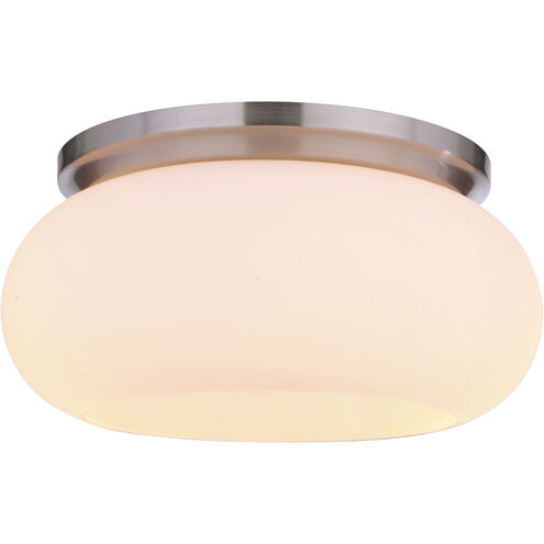 Neighborhood Serene 2 Light 15 inch Brushed Polished Nickel Flushmount Ceiling Light in White Frost Glass, Neighborhood Collection
