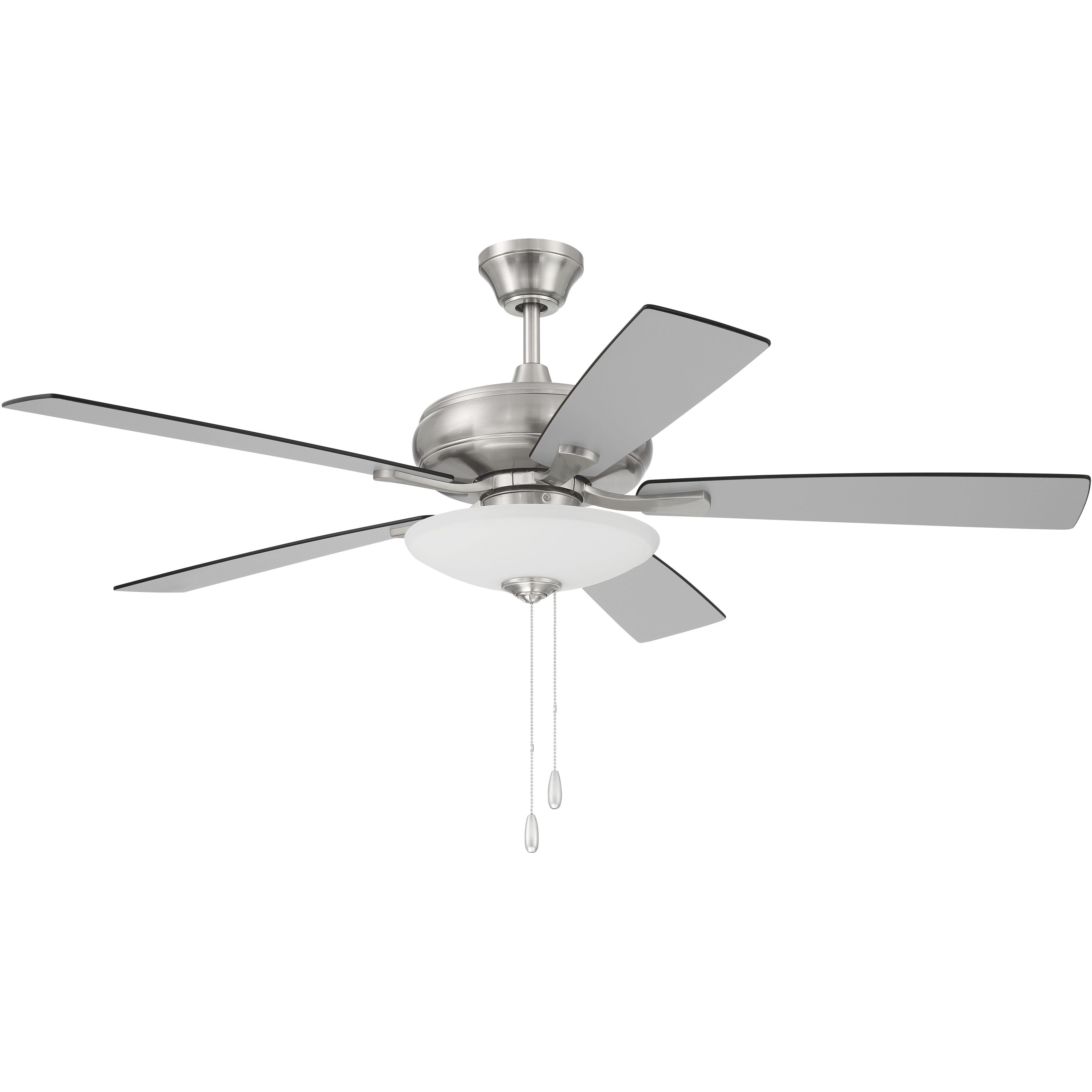 Eos 52 inch Brushed Polished Nickel with Brushed Nickel/Greywood Blades Ceiling Fan (Blades Included), Contractor Fan