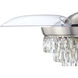 Sofia 42 inch Brushed Polished Nickel with Clear Acrylic Blades Fan, Hidden Blades