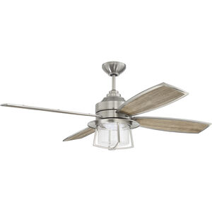 Waterfront 52 inch Brushed Polished Nickel with Brushed Polished Nickel/Driftwood Blades Indoor/Outdoor Ceiling Fan