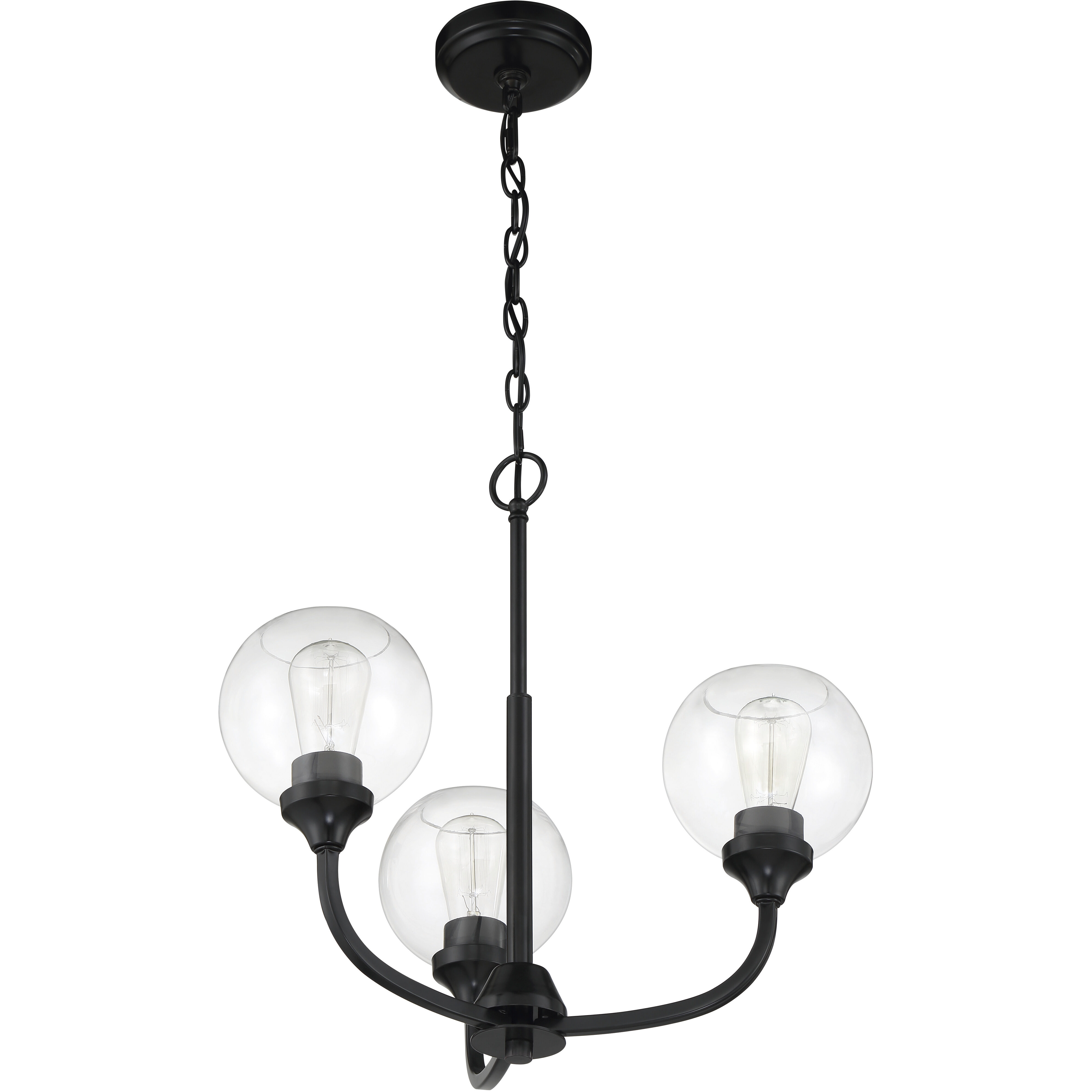 Glenda 3 Light 20 inch Flat Black Chandelier Ceiling Light