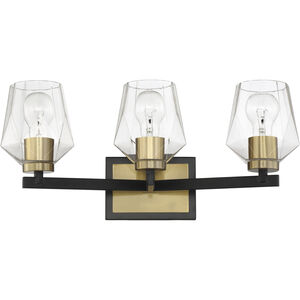 Avante Grand 3 Light 21 inch Flat Black and Satin Brass Vanity Light Wall Light