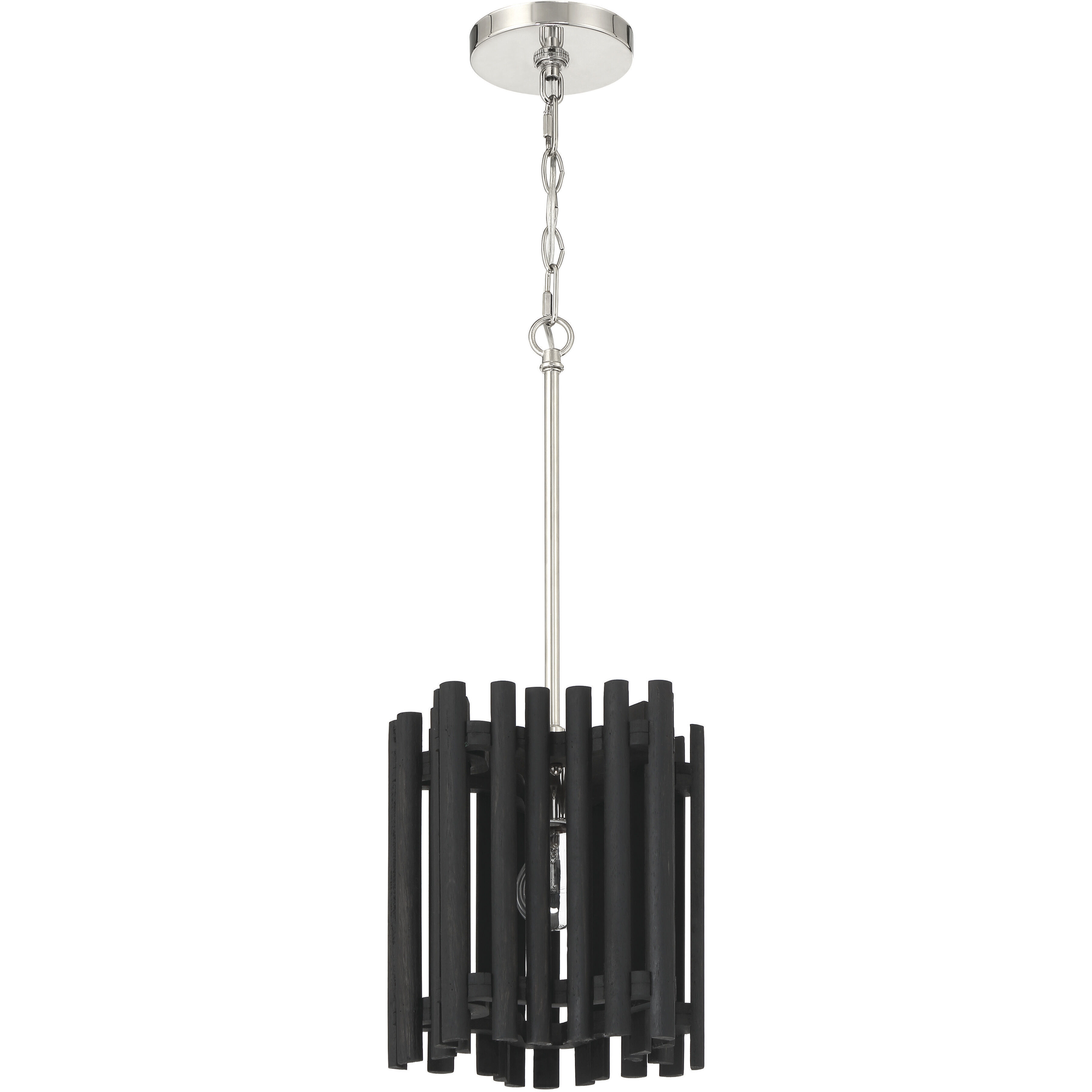 Freeform 1 Light 9.5 inch Polished Nickel/Black Walnut Pendant Ceiling Light