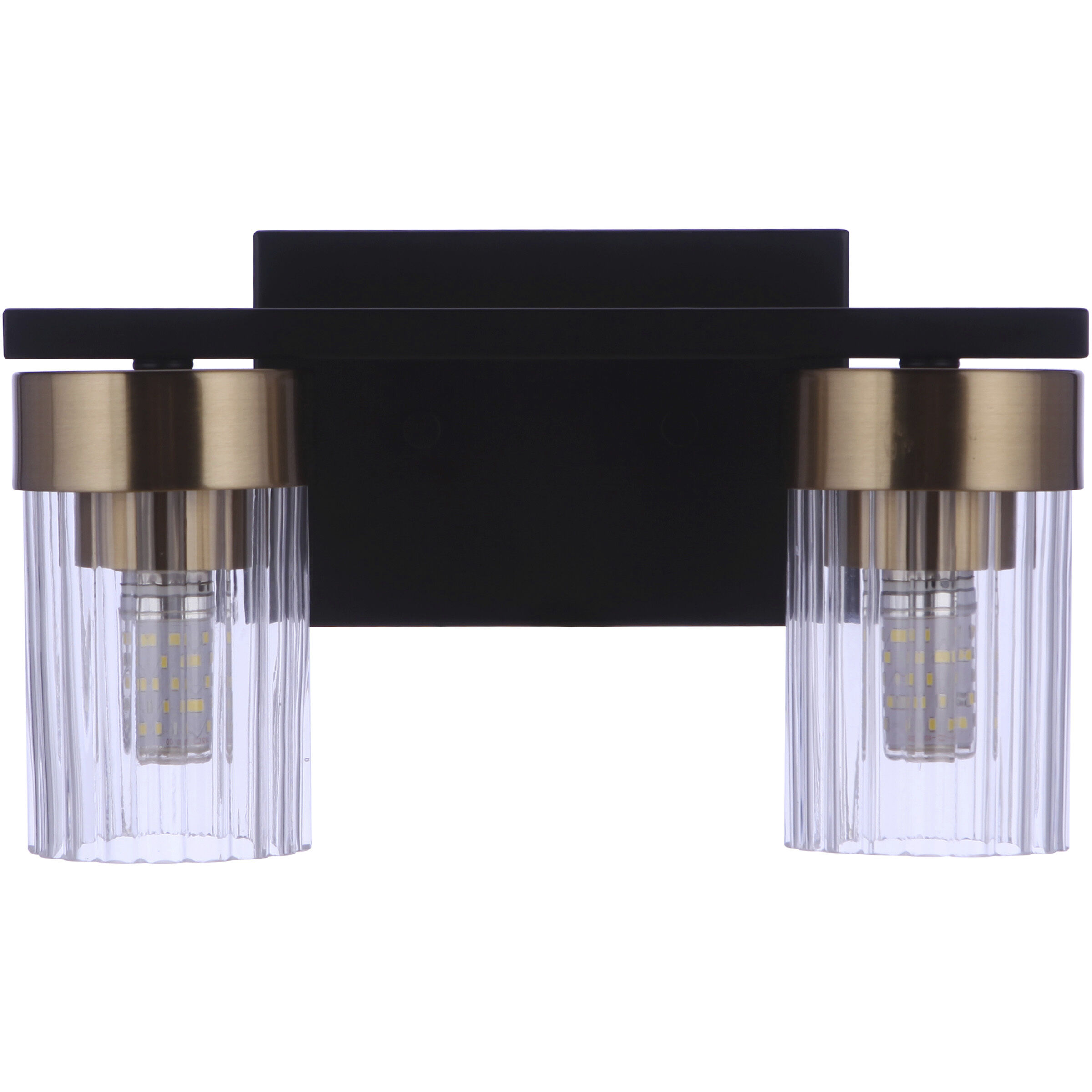 Bond Street 2 Light 11 inch Flat Black/Satin Brass Vanity Light Wall Light