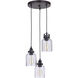 Foxwood 3 Light 12 inch Flat Black with Dark Teak Pendant Ceiling Light in Flat Black/Dark Teak