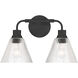 Pleated 2 Light 16.88 inch Flat Black Vanity Light Wall Light