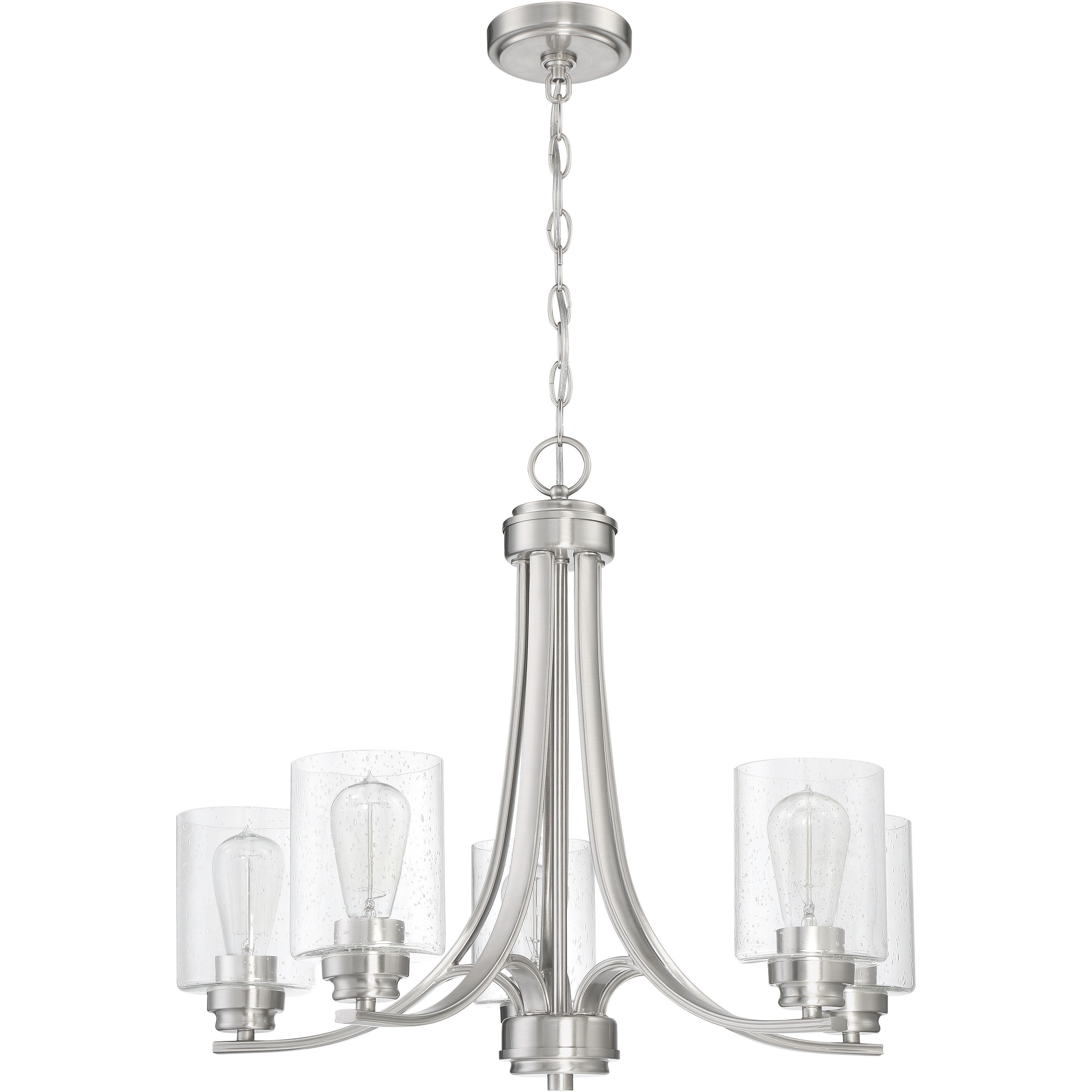 Neighborhood Bolden 5 Light 24 inch Brushed Polished Nickel Chandelier Ceiling Light in Clear Seeded, Neighborhood Collection