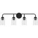 Stowe 4 Light 31 inch Flat Black Vanity Light Wall Light