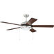 Nikia 52 inch Brushed Polished Nickel with Silver/Walnut Blades Ceiling Fan