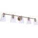 Emilio 5 Light 42 inch Satin Brass Vanity Light Wall Light