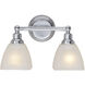 Bradley 2 Light 14.5 inch Chrome Vanity Light Wall Light in Light Tea-Stained Glass