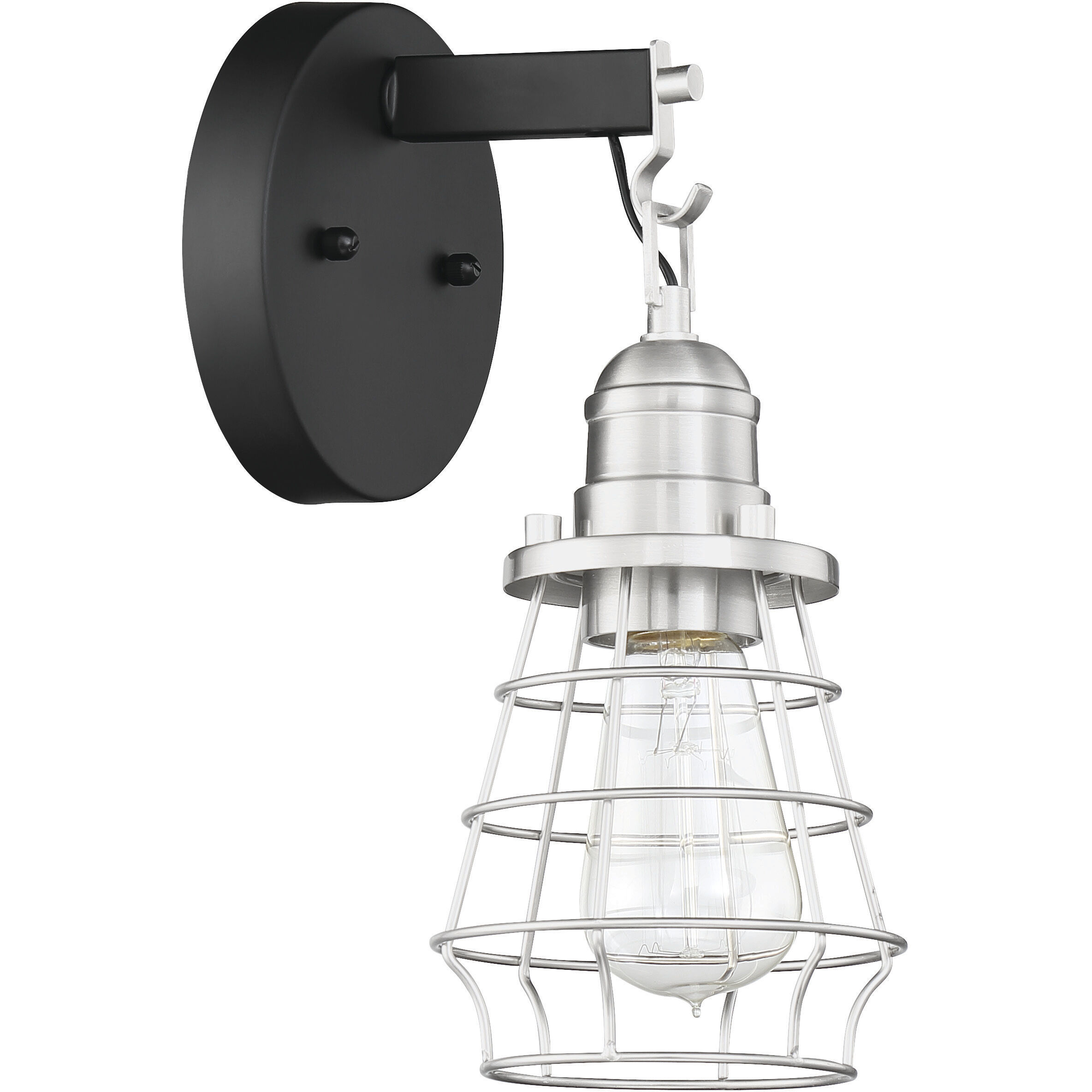 Neighborhood Thatcher 1 Light 6 inch Flat Black/Brushed Polished Nickel Wall Sconce Wall Light, Neighborhood Collection