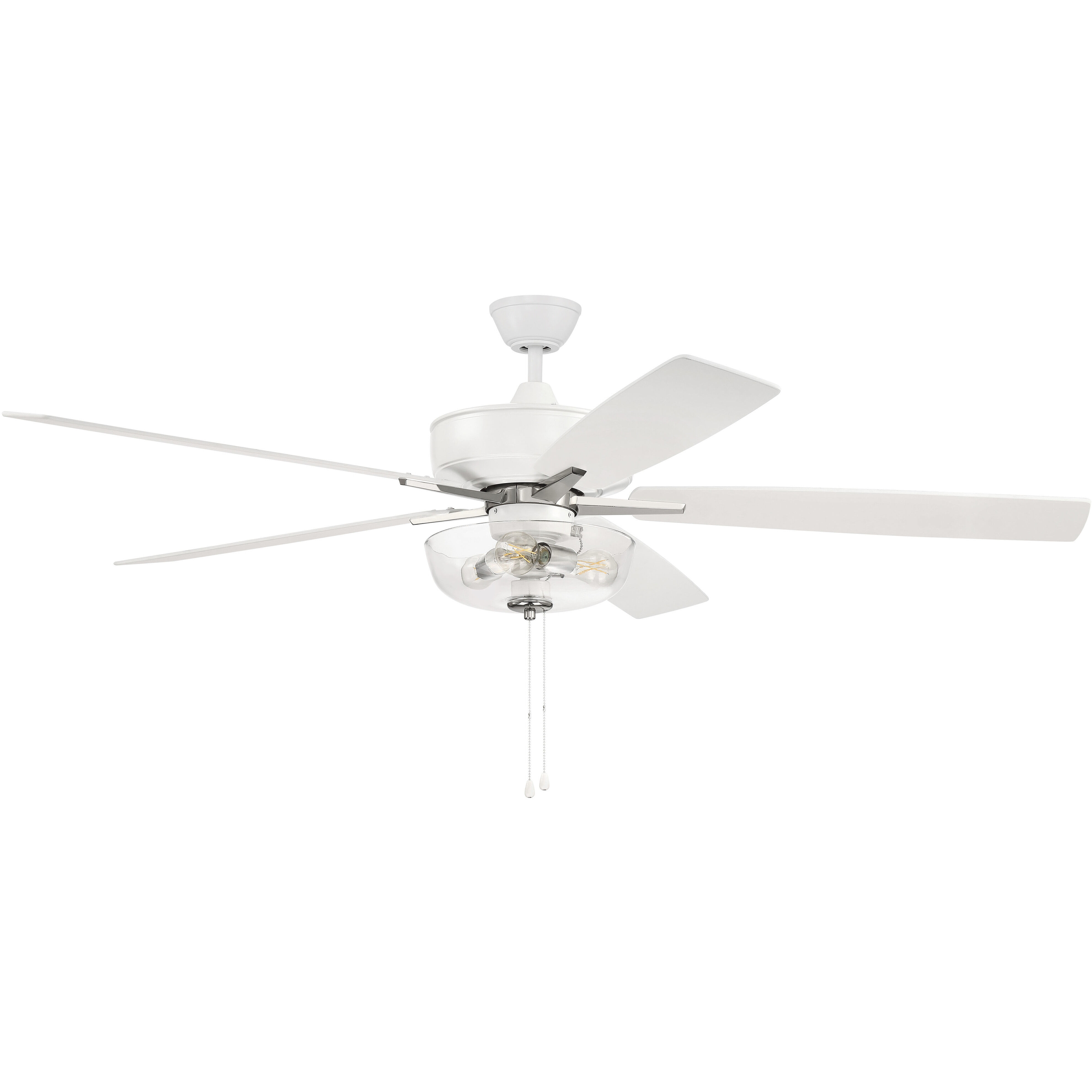 Super Pro 60 inch White and Polished Nickel with White/Washed Oak Blades Contractor Fan