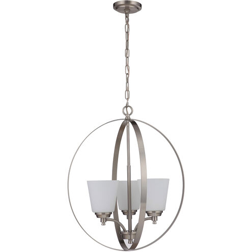 Neighborhood Tyler 3 Light 21 inch Brushed Polished Nickel Foyer Light Ceiling Light in White Glass, Neighborhood Collection
