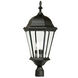 Straight Glass 3 Light 28 inch Textured Black Outdoor Post Mount, Large