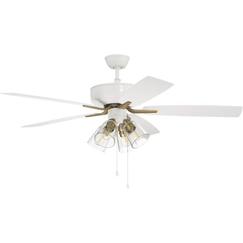 Pro Plus 4 52 inch White and Satin Brass with White/Washed Oak Blades Contractor Fan in White/Satin Brass