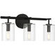 Hailie 3 Light 20 inch Flat Black Vanity Light Wall Light
