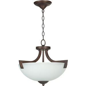 Almeda 3 Light 18 inch Old Bronze Convertible Semi Flush Ceiling Light in White Frosted Glass, Convertible