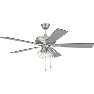 Eos 52 inch Brushed Polished Nickel with Brushed Nickel/Greywood Blades Ceiling Fan (Blades Included), Contractor Fan