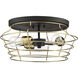 Neighborhood Thatcher 3 Light 16.5 inch Flat Black/Satin Brass Flushmount Ceiling Light in Flat Black and Satin Brass, Neighborhood Collection