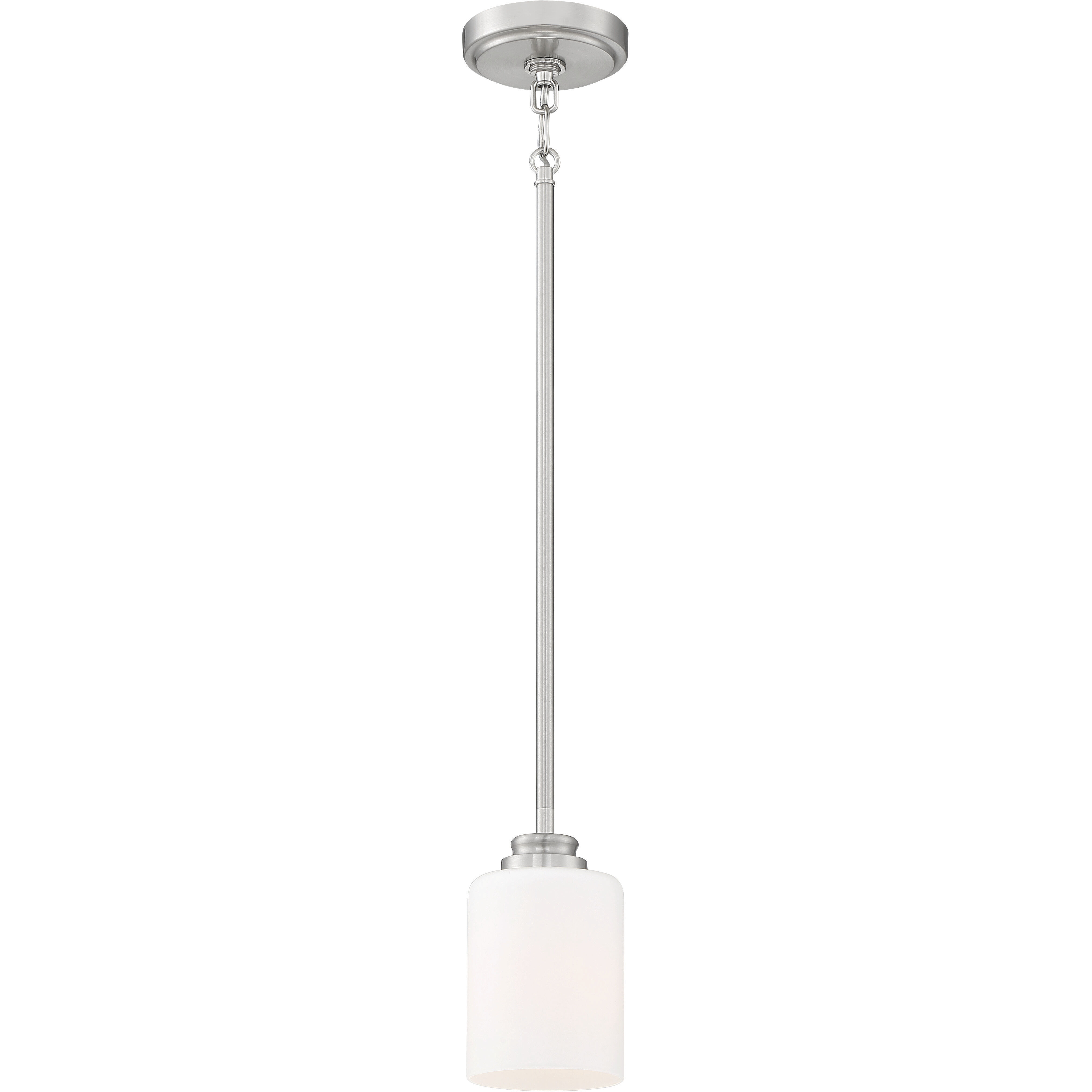 Neighborhood Bolden 1 Light 5 inch Brushed Polished Nickel Mini Pendant Ceiling Light in White Frosted Glass, Neighborhood Collection