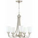 Neighborhood Grace 5 Light 26 inch Brushed Polished Nickel Chandelier Ceiling Light in White Frosted Glass, Jeremiah