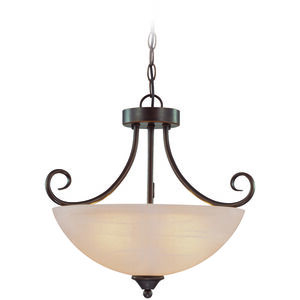 Raleigh 3 Light 19 inch Old Bronze Convertible Semi Flush Ceiling Light in Painted Alabaster, Convertible