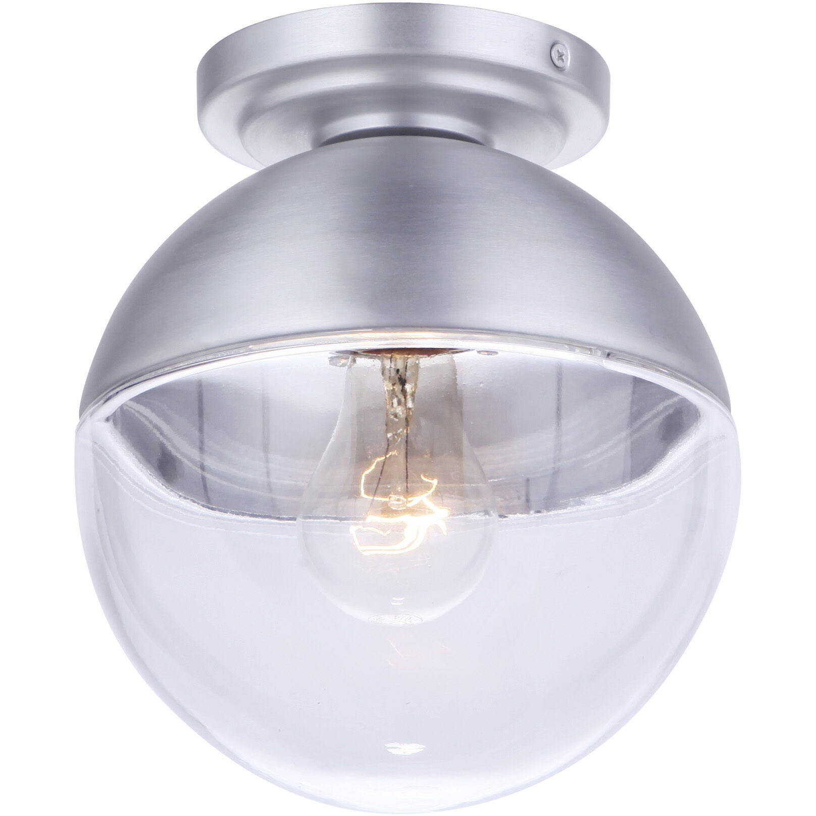 Evie 1 Light 7.5 inch Satin Aluminum Outdoor Flushmount