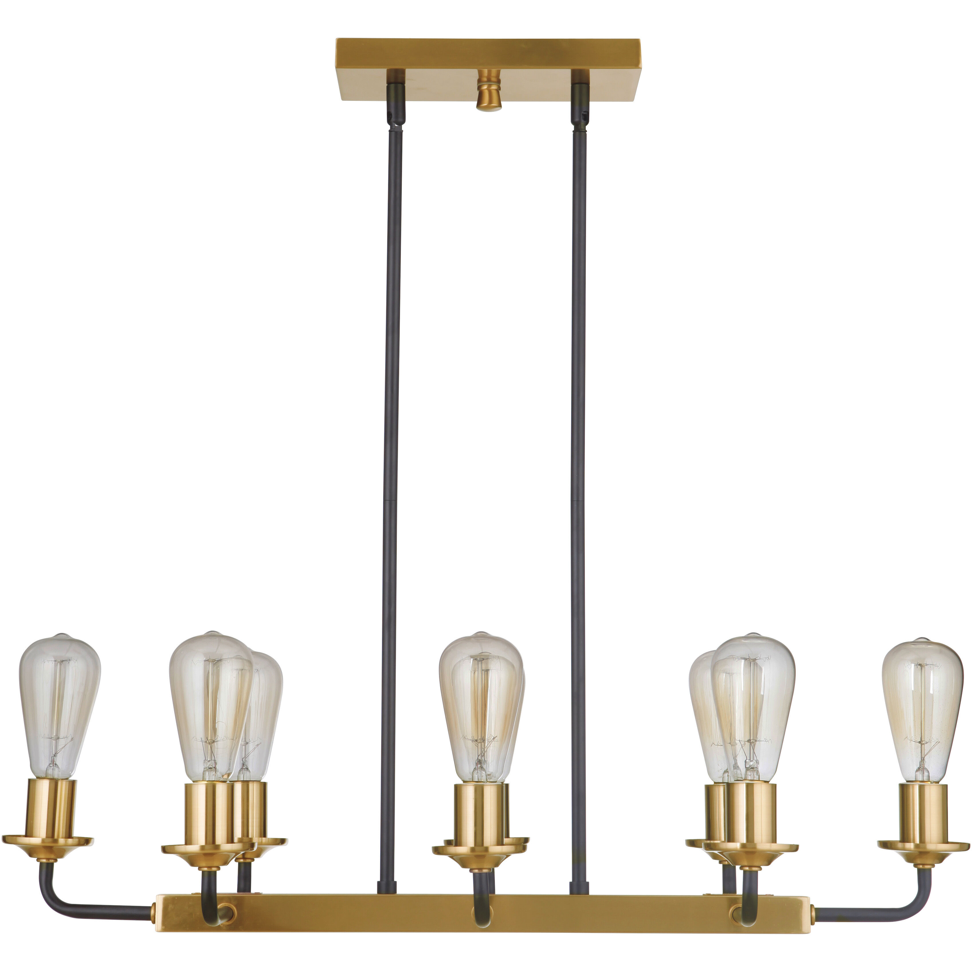 Neighborhood Randolph 8 Light 30 inch Flat Black/Satin Brass Island Light Ceiling Light in Flat Black and Satin Brass, Neighborhood Collection