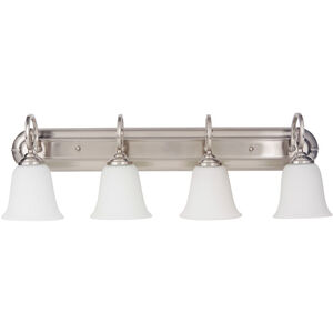 Cecilia 4 Light 32 inch Brushed Satin Nickel Vanity Light Wall Light in Brushed Polished Nickel, White Frosted Glass, Jeremiah