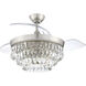 Sofia 42 inch Brushed Polished Nickel with Clear Acrylic Blades Fan, Hidden Blades