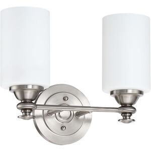 Neighborhood Dardyn 2 Light 13.38 inch Brushed Polished Nickel Vanity Light Wall Light in White Frosted Glass