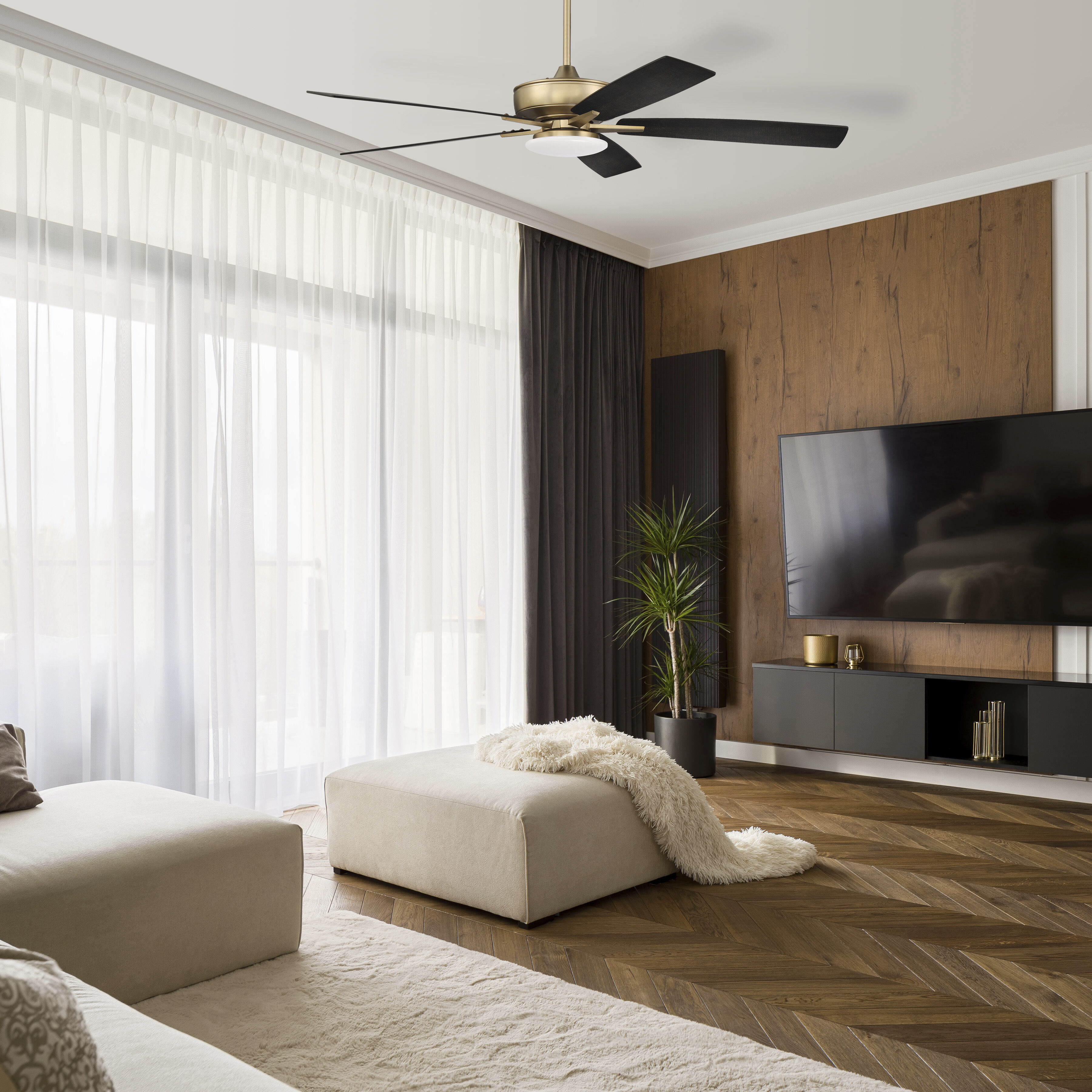 Super Pro 112 60 inch White with White/Washed Oak Blades Contractor Ceiling Fan, Slim