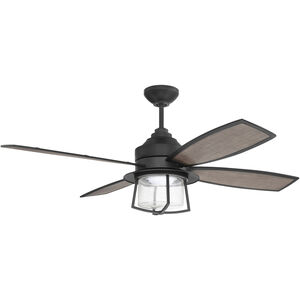 Waterfront 52 inch Flat Black with Flat Black/Grey Walnut Blades Indoor/Outdoor Ceiling Fan