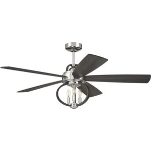 Reese 52 inch Polished Nickel with Grey Wood Blades Smart Ceiling Fan