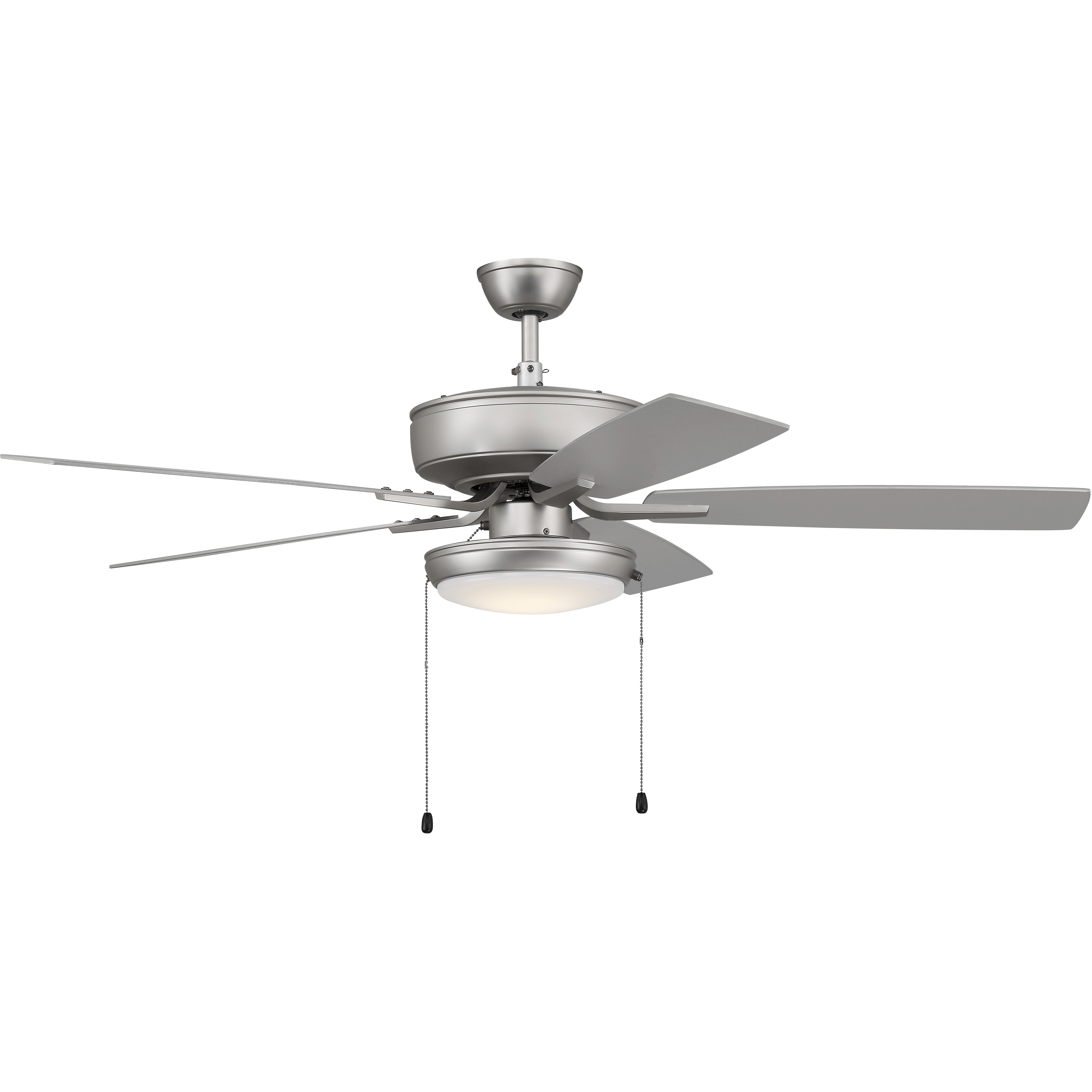 Pro Plus 119 52 inch Brushed Satin Nickel with Brushed Nickel/Greywood Blades Contractor Ceiling Fan, Pan