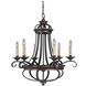 Stafford 6 Light 26 inch Aged Bronze/Textured Black Chandelier Ceiling Light