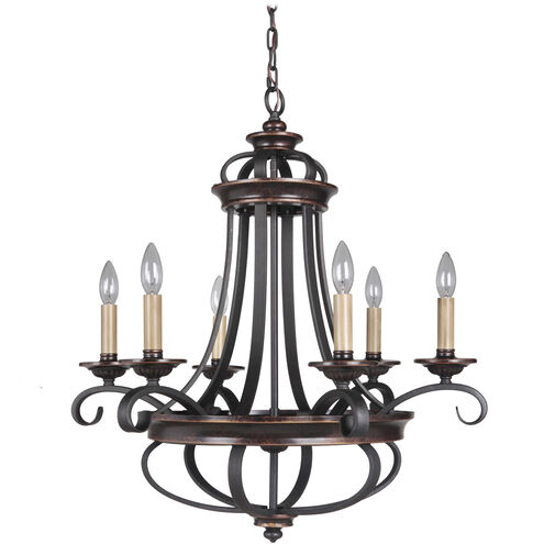 Stafford 6 Light 26 inch Aged Bronze/Textured Black Chandelier Ceiling Light